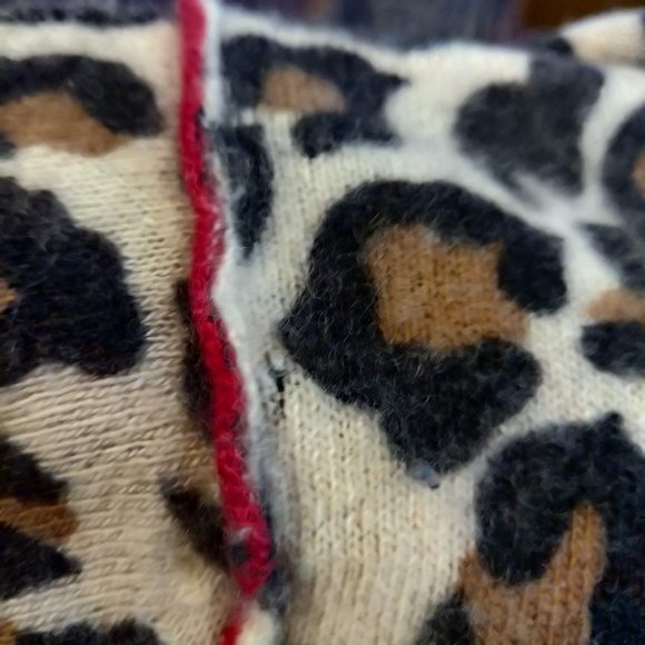Knitwit Girls 8 Animal Print 100% Cashmere Full Zip Pockets Hoodie Jacket Flaws - Picture 6 of 11